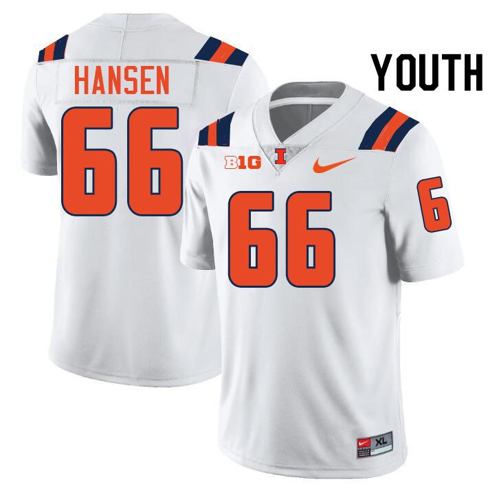 Youth #66 Brandon Hansen Illinois Fighting Illini College Football Jerseys Stitched-White